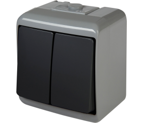 Вимикач 2-клавішний ETI VHE-2-SRG (сіро-графіт, IP54) (004668097) - Фото