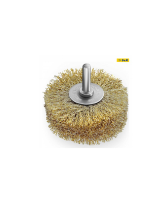 Щітка дискова 80 x 35 мм, хвост8 мм, d0,25 мм, об/хв 4500, вита латуна S&R (135080035) - Фото