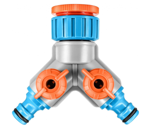 2-х канальний розподільник води з регулюванням потоку води, для кранів G3/4, G1  GRUNTEK (296220235) - Фото