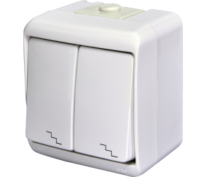 Двоклавішний вимикач сходовий ETI VHE-7 (білий, IP54) (004668006) - Фото