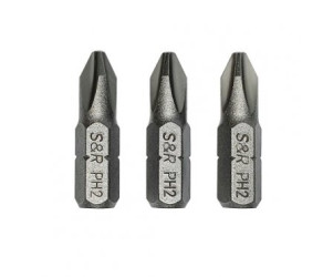 Бiта PH2 x 25 мм, сталь S2, 3 шт S&R (152010213) - Фото