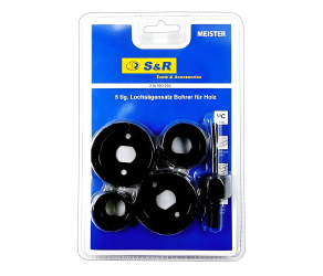 Набір коронок по дереву S&R Meister: 32,38,51,54 мм, державка (5пр) (216903005) - Фото
