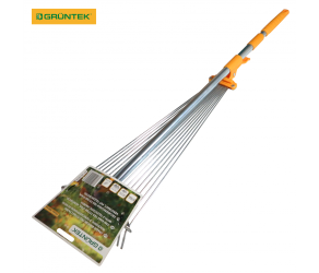 Граблі віялові TRS-77/160 сталеві посилені, шир190-590мм, з телескопічною ручкою 77-160см,  GRUNTEK (295160002) - Фото