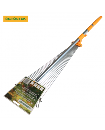 Граблі віялові TRS-77/160 сталеві посилені, шир190-590мм, з телескопічною ручкою 77-160см,  GRUNTEK (295160002) - Фото