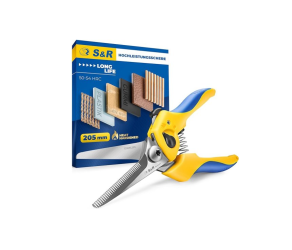 Universal scissors 205 mm straight (cardboard, plastic, leather, rubber, etc) S&R (186190050) - Фото