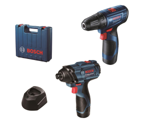 Набір із двох акумуляторних інструментів Bosch 12В дриль-шурупокрут GSR 120-LI гайковерт ударний GDR 120-LI акб 2х2А·год кейс 06019G8023 - Фото