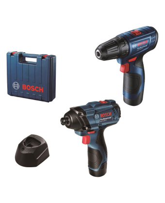 Set of two cordless tools Bosch 12V drill-driver GSR 120-LI impact wrench GDR 120-LI battery 2x2A·h case 06019G8023 - Фото