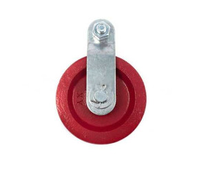 Шків Ø 90 мм червоний з композитного скловолокна з кронштейном в оцинк корпусом - Фото