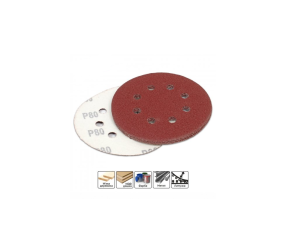 Бумага шлифовальная D125 мм с 80 5шт металл/дерево, 8 отверстий (уп5 шт) STARK (126005080) - Фото