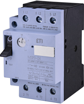 Автомат захисту двигуна ETI MSP0-2,4 (0,75 kW, 16-24A) (004646621) - Фото