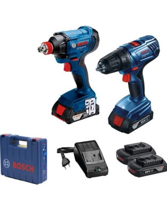 Set of two cordless tools Bosch 18V screwdriver GDX180-LI drill-screwdriver GSR 180-LI battery 2x3A·h case 06019G5222 - Фото