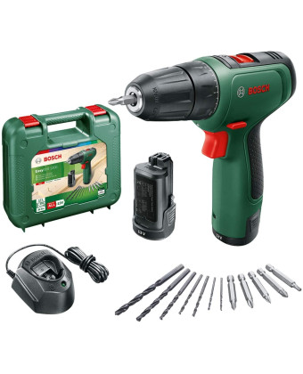 Шурупокрут-дриль акумуляторний Bosch EasyDrill 1200 12В 2х15А·год 30Нм 0-400·1500об·хв 094кг набір свердл і біт кейс 06039D3007 - Фото