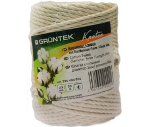 Шпагат бавовняний 3мм х 50м,  GRUNTEK (295403050) - Фото