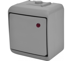 Вимикач 1-клавішний з підсвіткою ETI VHE-1L-SR (сірий, IP54) (004668066) - Фото