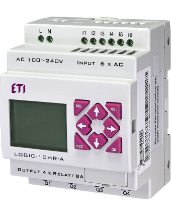 Програмоване реле ETI LOGIC-10HR-A, 100-240V AC (6I/4O-Rele) (004780001) - Фото