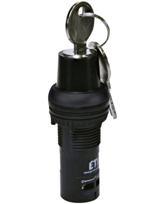 Кнопка с фиксацией ETI ECK2-N30-10 (1NO, 2-х поз, 0-1, 30°, черн, с ключом) (004771647) - Фото