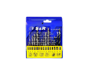 Набiр свердел 15шт:3,4,5,6,8мм мет/дер/бетон S&R (216300015) - Фото