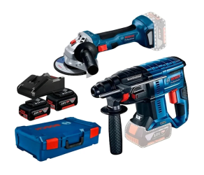 Набір із двох акумуляторних інструментів Bosch 18В перфоратор GBH 180-LI шліфмашина кутова GWS 180-LI акб 2х4А·год сумка 0615990N05 - Фото