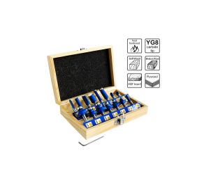 Набір фрез для деревини 15шт хв8 мм S&R (216900015) - Фото