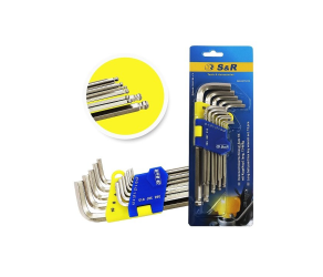 Набор шестигранных ключей 13шт (HEX 1,27 - 10мм) Cr-v, удлиненные, S&R (365307013) - Фото