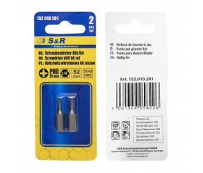 Бiта PH1 x 25 мм, сталь S2, 2 шт S&R (152010202) - Фото