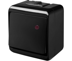 Вимикач одноклавішний з підсвіткою ETI VHE-1L-BL (чорний, IP54) (004668086) - Фото