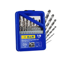 Набiр свердел 19 шт: 10-100 мм, HSS, по металу твердістю до 250 Bhn, в металевому кейсі S&R (107809190) - Фото