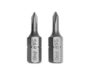 Бiта PH0 x 25 мм, сталь S2, 2 шт S&R (152010201) - Фото