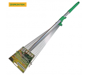 Граблі віялові TRA-83/160 сталеві посилені, шир190-590мм, з алюмінтелескопручкою 83-160,  GRUNTEK (295160003) - Фото