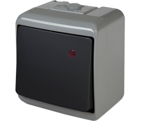 Вимикач 1-клавішний з підсвіткою ETI VHE-1L-SRG (сіро-графіт, IP54) (004668102) - Фото