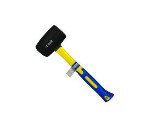 Молоток резиновый черный d45мм,230г, фибергласовая ручка S&R (284230045) - Фото