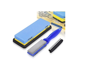 Брусок точильний в наб 4 предм: 2 бруски (з1000/4000 та 120/240), силік підложка, направляюча до леза S&R (123100402) - Фото
