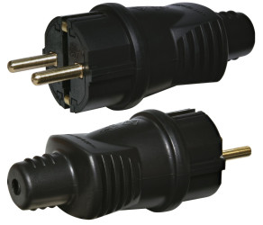 Вилка пряма ETI PKB-ST (2Р+РЕ, каучук, IP44, чорна) (004481002) - Фото