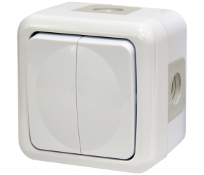 Вимикач 2-кл ETI PVE-2 (IP44, 10А, 250V, полікарбонат) (004481017) - Фото