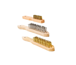 Набір щіток ручних з деревяною ручкою, 3 шт: нержсталь 290 мм, латунь 290 мм, латунь 180 мм S&R (135003290) - Фото