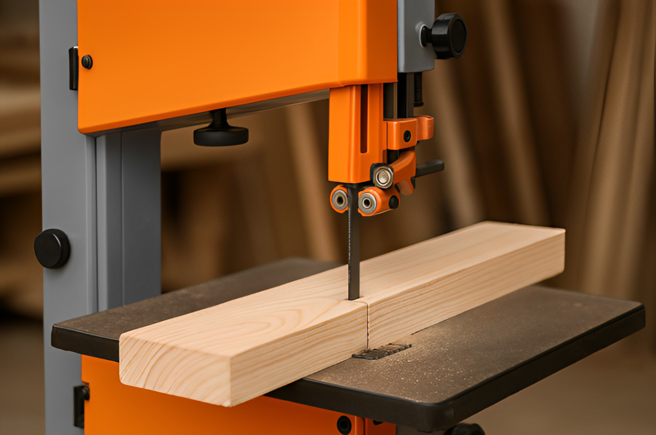 Ленточная пила по дереву в работе