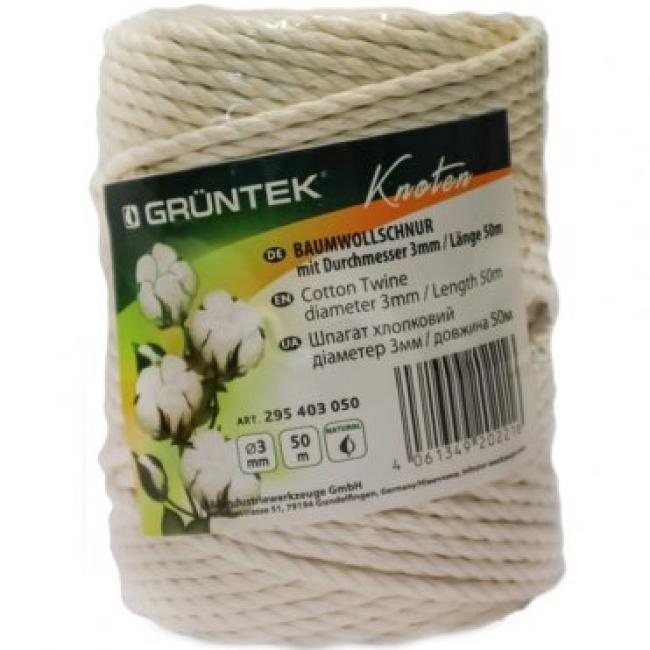 Шпагат бавовняний 3мм х 50м,  GRUNTEK (295403050)