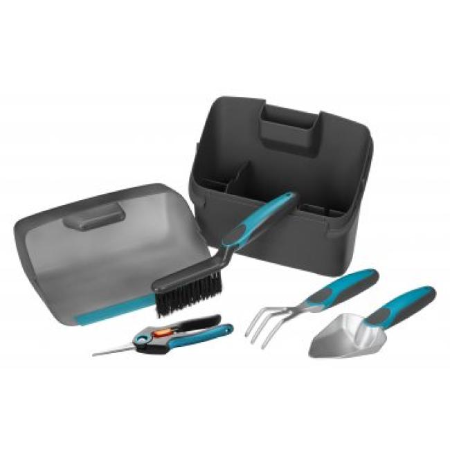 Набір для балконного садівництва у скринці  (ножиці FreshCut арт.12212,совок,вилка-граблі,щітка,скринька),  GARDENA (08971-20.000.00)