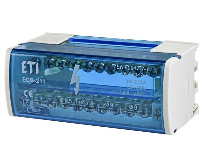 ETI Блок распределительный EDB-211 2p, L+PE/N, 125A (11 выходов) 001102301