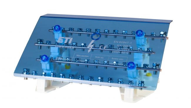 Блок розподільчий ETI EDB-4-250A-S, 4p, 3L+PE/N, 250A (11 виходів) (001102312)
