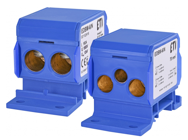 Блок распределительный ETI EDBM-6/N (192А, 1500V AC/DC, OUT: 1x4-70; 2x4-50; 1x4-25) (001102416)