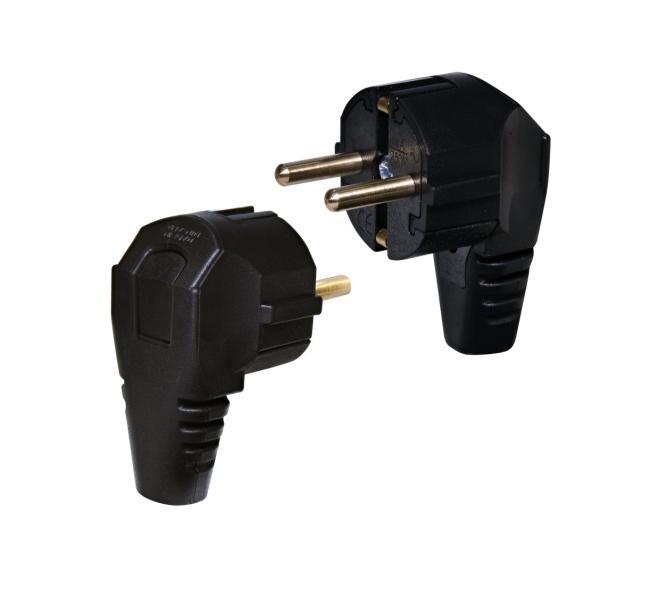 Вилка кутова ETI PKB-90 (2Р+РЕ, каучук, IP20, чорна) (004481000)