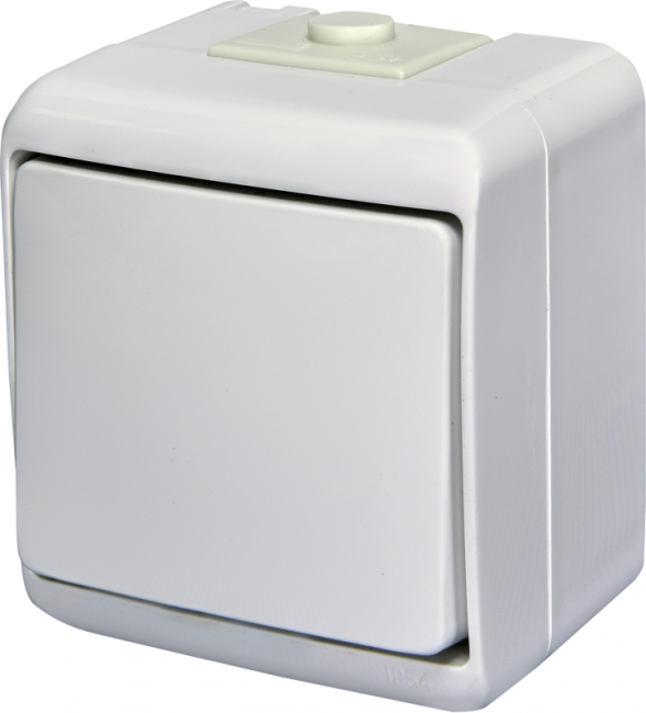Выключатель 1-клавишный с подсветкой ETI VHE-1L (белый, IP54) (004668007)