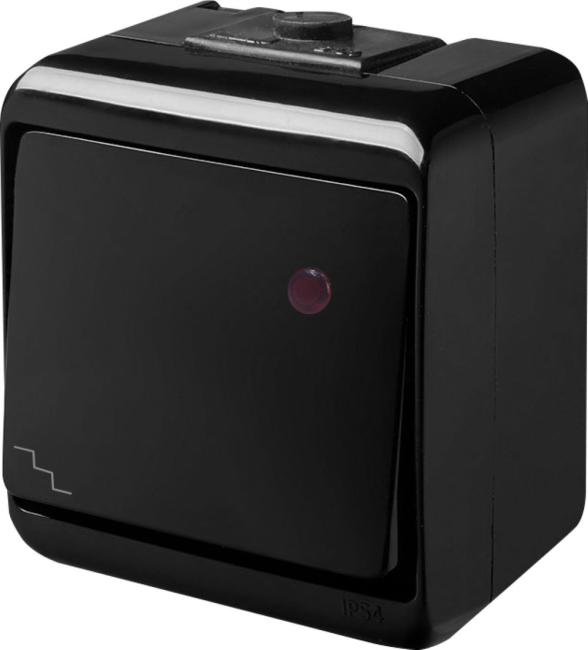 Сходовий вимикач з підсвіткою ETI VHE-3L-BL (чорний, IP54) (004668088)