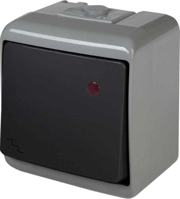 Сходовий вимикач з підсвіткою ETI VHE-3L-SRG (сіро-графіт., IP54) (004668104)