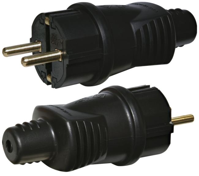 Вилка пряма ETI PKB-ST (2Р+РЕ, каучук, IP44, чорна) (004481002)