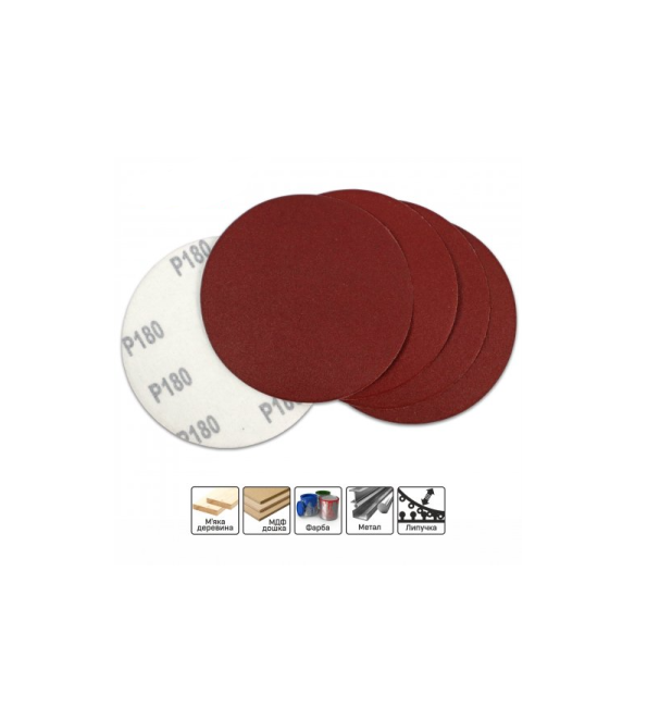 Sanding paper D125 mm with. 180 5 pcs. metal/wood, without holes (pack of 5) STARK (125005180)