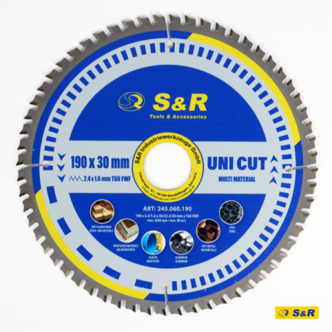 Диск распильной, 190x30x2,4мм 60 зуб., S&R (245060190)