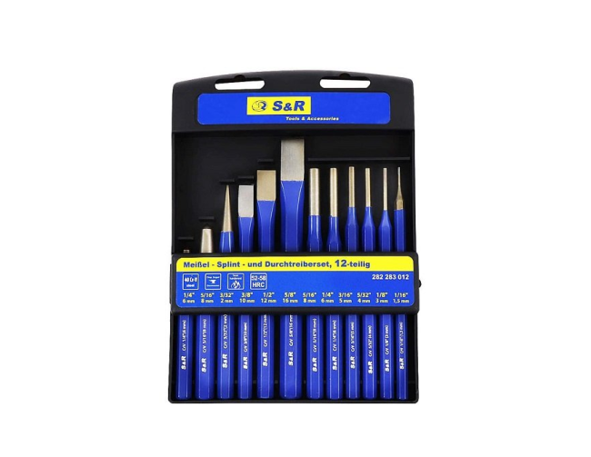 Набір зубил ручних та пробійників (12 предметів) S&R (282283012)