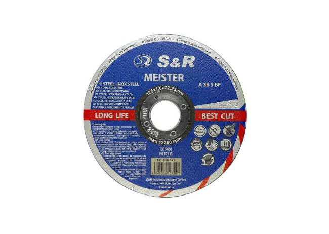 Круг вiдрiзний Meister 125x1.6x22.2 мм A36S BF мет/нерж. S&R (131016125)